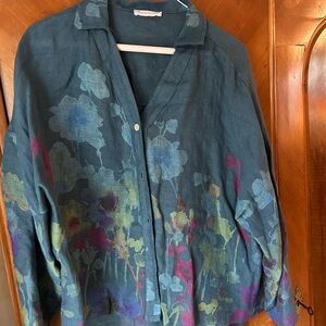 La Maison Italy linen Floral Button-Up Shirt